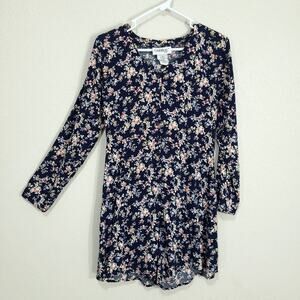 Carreau Sport Romper Womens Size Small Ditsy Floral Vintage 90s Navy Blue Pink